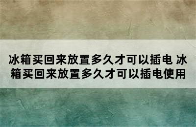 冰箱买回来放置多久才可以插电 冰箱买回来放置多久才可以插电使用